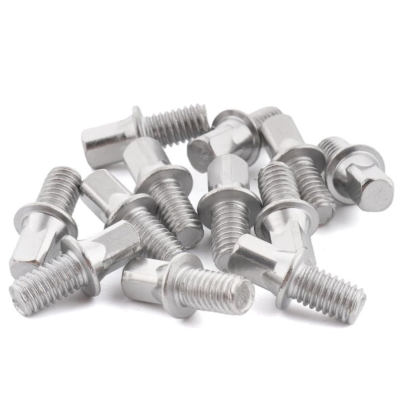 TWZKXC براغي مفتاح الطبل M6x10mm، 12 قطعة، مجموعة براغي طبل بديلة لمعدات الطبل الأساسية، فضية - Image 5